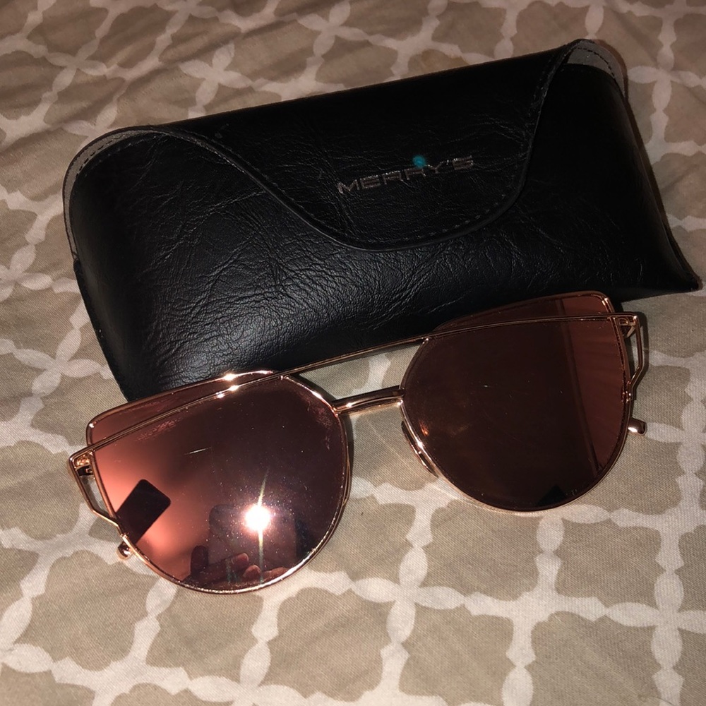 Rose Gold Reflective Cat Eye Sunglasses